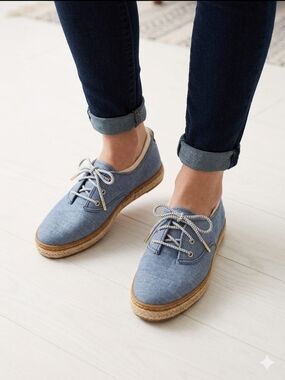 Cole Haan Chambray Lace-Up Espadrille in Light Blue